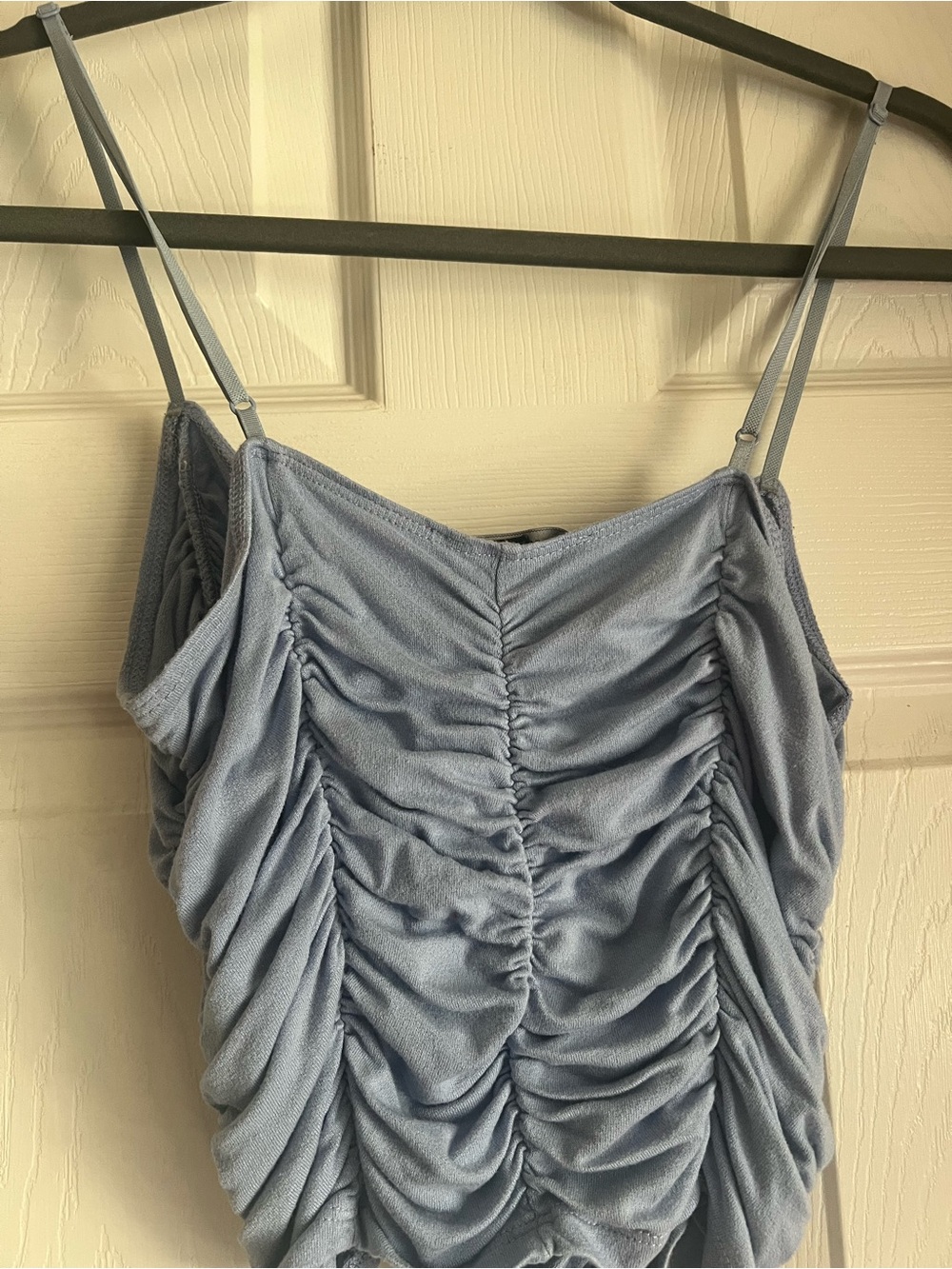 Forever 21 Dusty Blue Ruched Spaghetti Strap Camisole